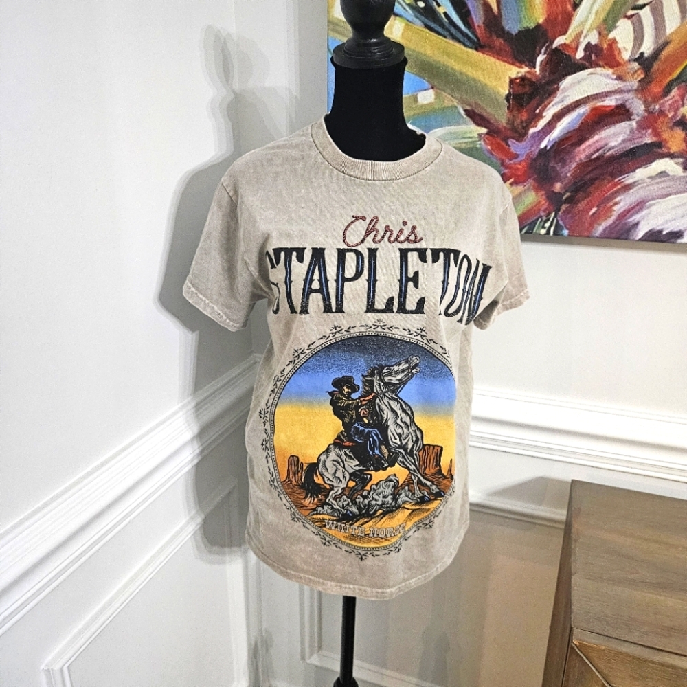 Chris Stapleton Graphic T-Shirt Large GRAY GRAPIC PRINT  NWT
